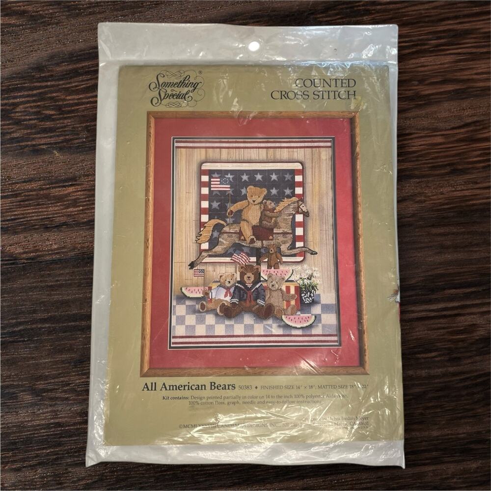 Something Special Counted Cross Stitch Kit All American Bears Debra Meyer NOS